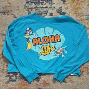 Disney Teal Aloha Life Long Sleeve Tee